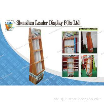 Three Tiers 9 Pockets Colored Cardboard Floor Display Stand